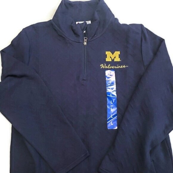 Champion Mens Large NCAA Michigan Wolverines 1/4 Zip Pullover Sweatshirt Sweater - Picture 1 of 5